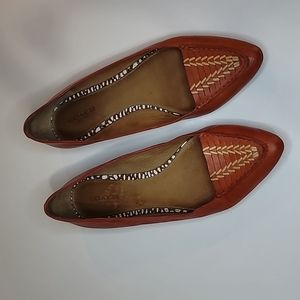 COACH Leather Burnt Orange Pointy Toe Flat Loafers Slip Ons